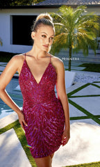 Sequin-Sunburst Short Beaded Party Dress 4011