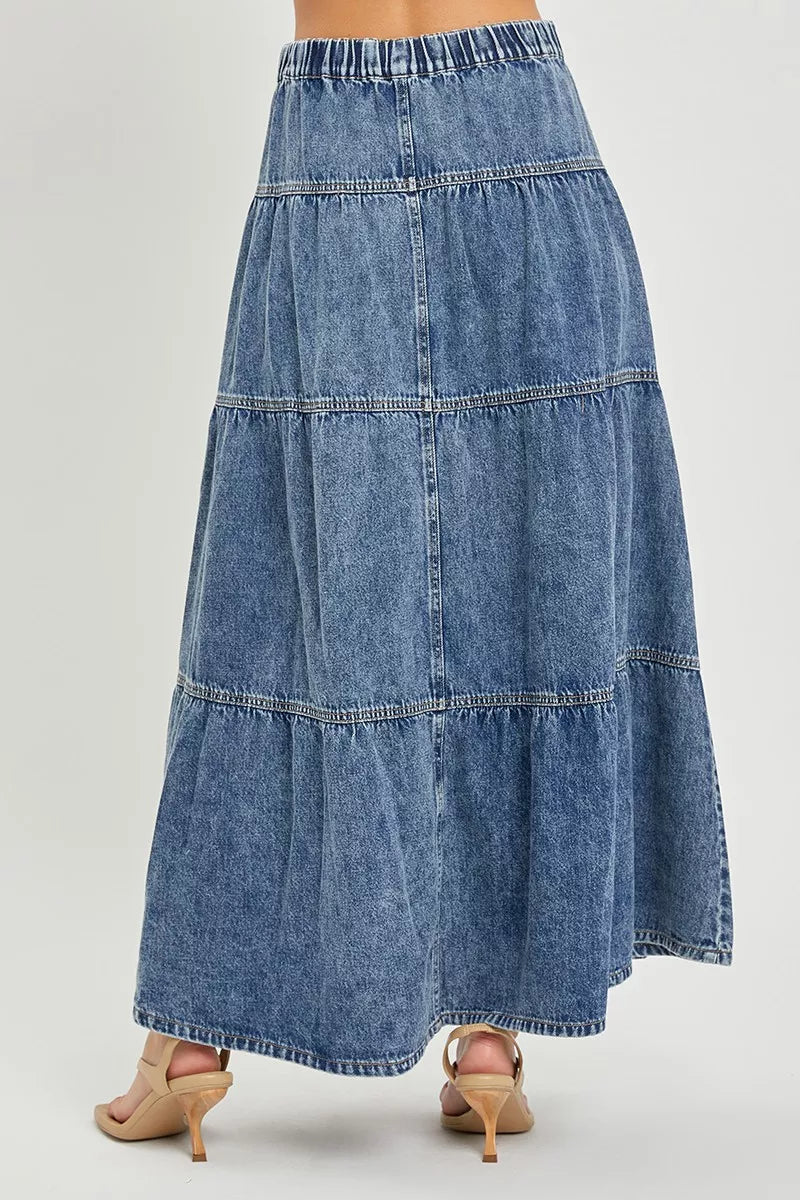Hazel Blues® | RISEN High Rise Ruffle Long Skirts
