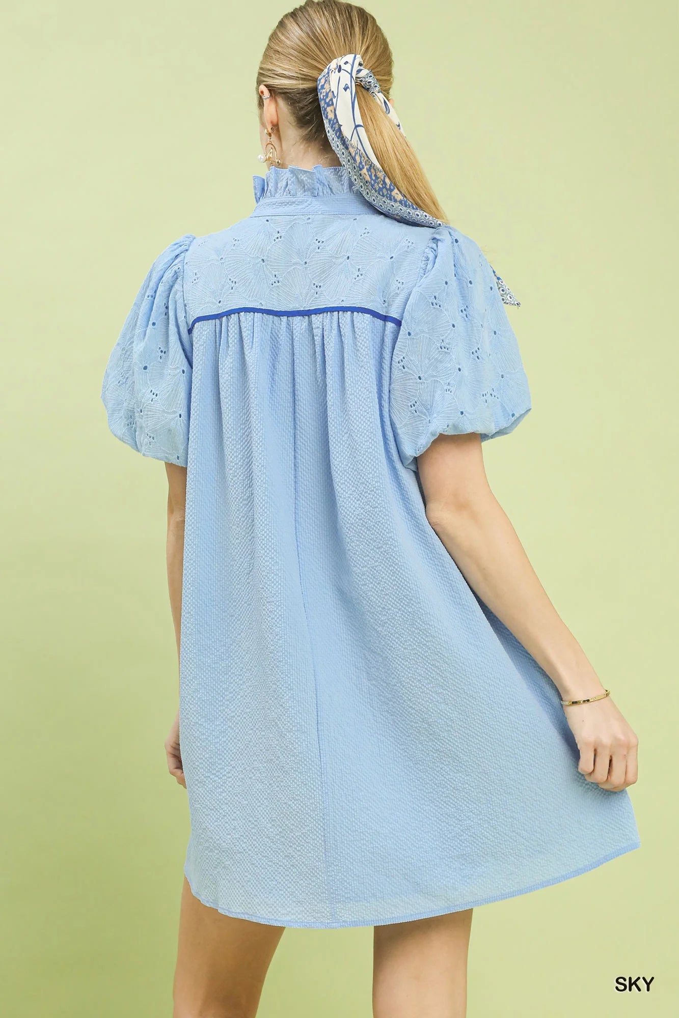 Hazel Blues® | Umgee Puff Sleeve Textured Babydoll Dress