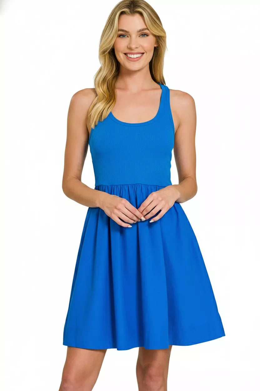 Hazel Blues® | Zenana Combined Knit & Woven Midi Dress