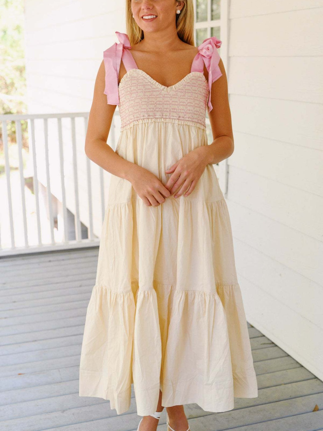 Hazel Blues® | Tiered Tie Shoulder Midi Cami Dress