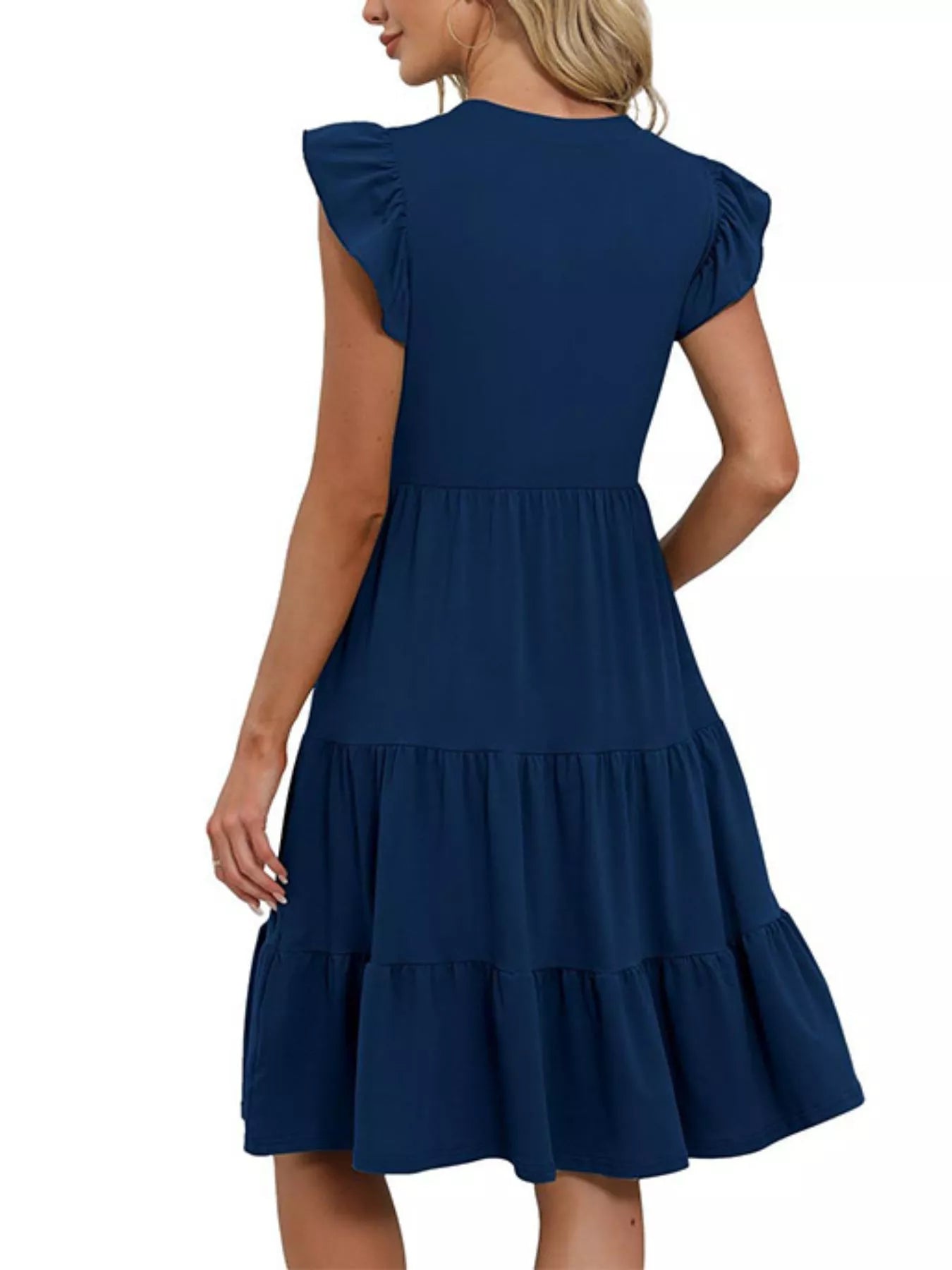 Hazel Blues® | Ruffle Sleeve Tiered Midi Dress
