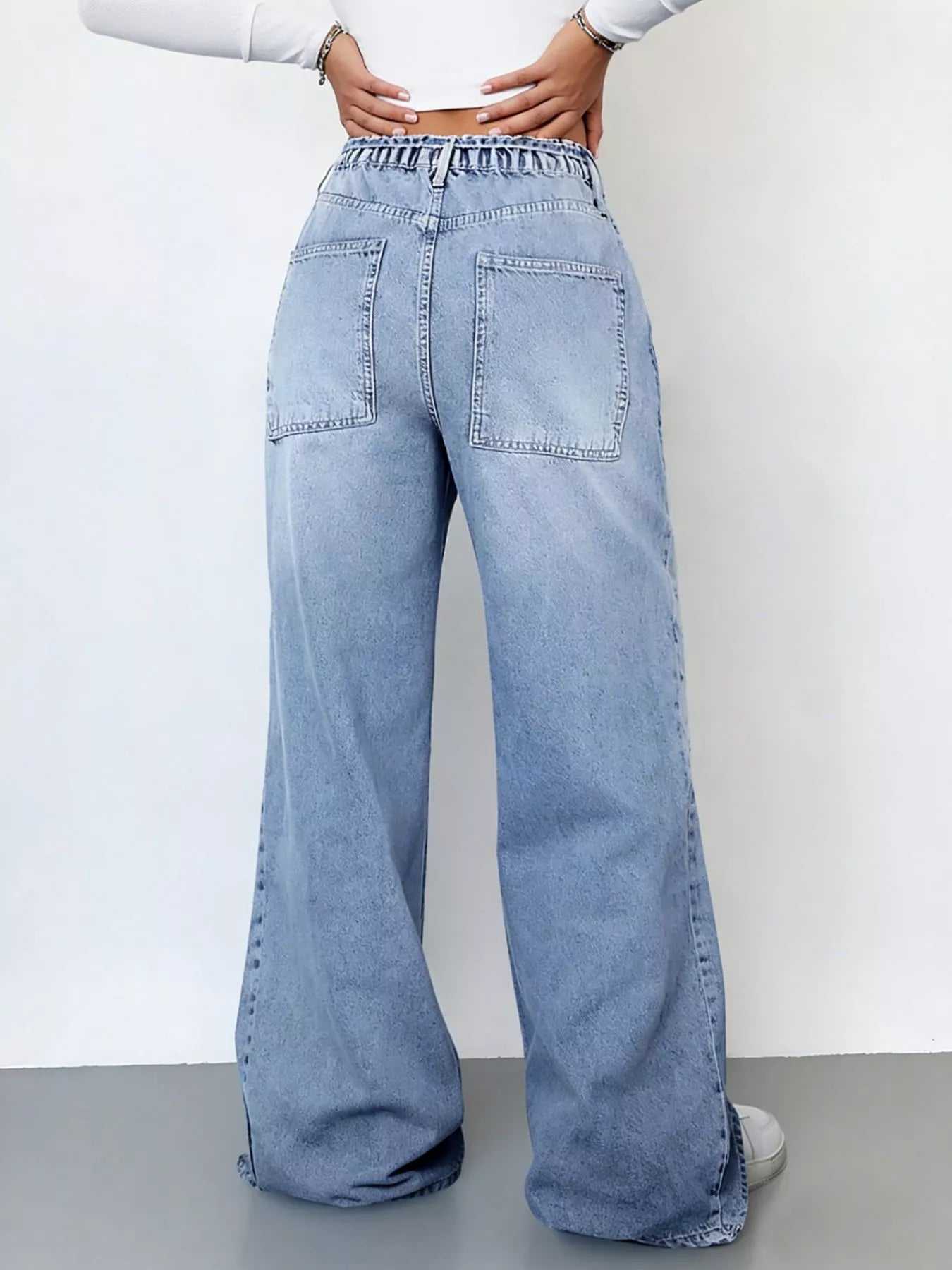 Hazel Blues® | Wash Wide Leg Cargo Jeans
