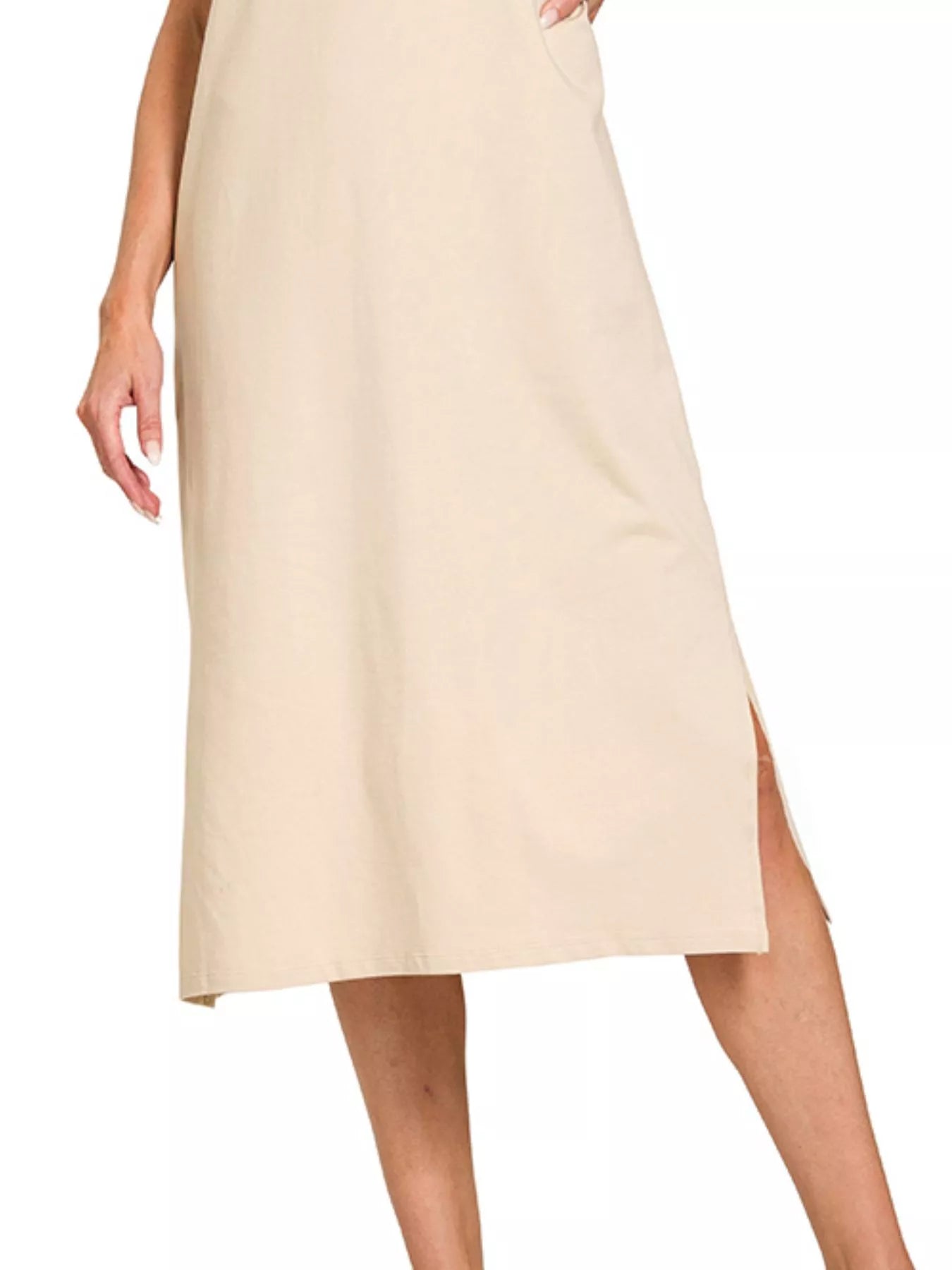 Hazel Blues® | Zenana Round Neck Side Slit Midi Dress