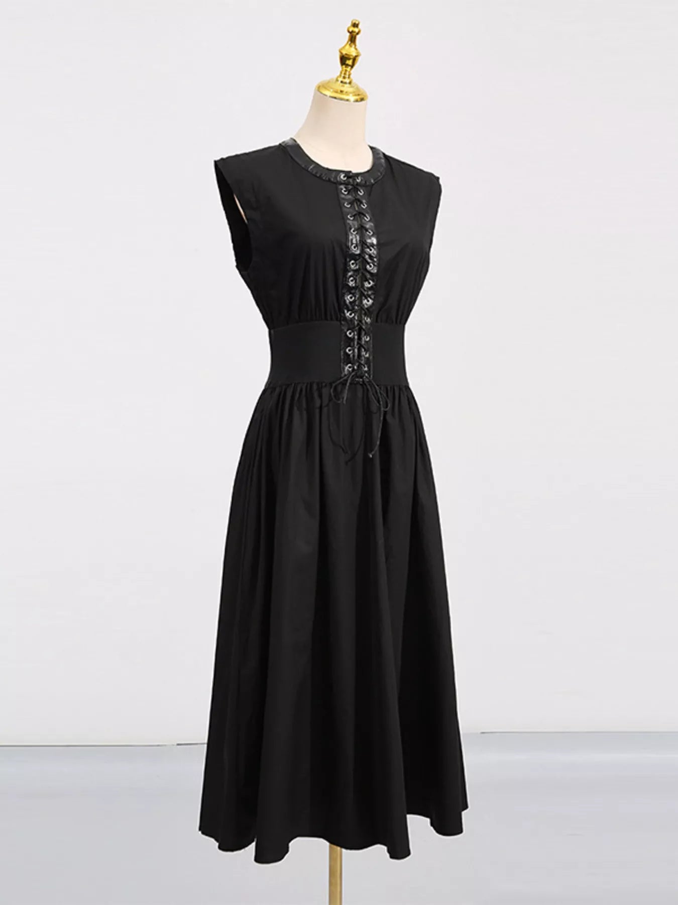 Hazel Blues® | Lace-Up Corset Sleeveless Midi Dress