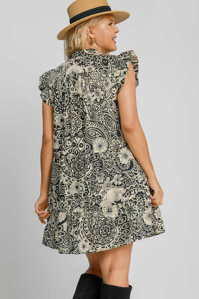 Hazel Blues® | Umgee Printed Ruffle Cap Sleeve Babydoll Dress