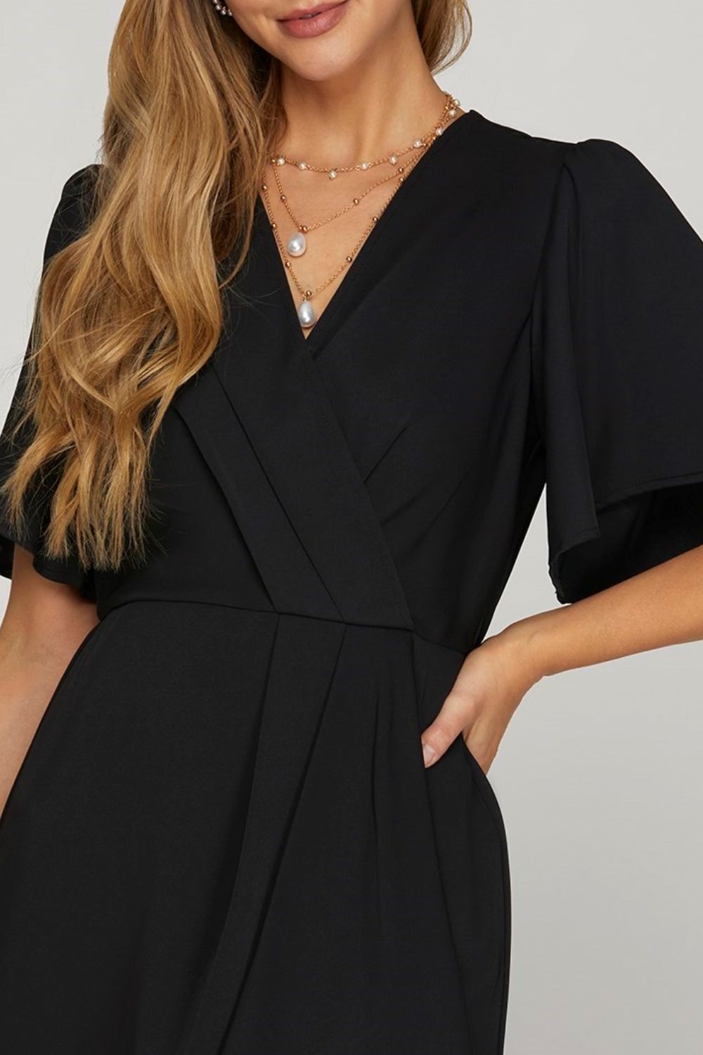 Hazel Blues® | She + Sky Ruffled Surplice Short Flutter Sleeve Mini Dress