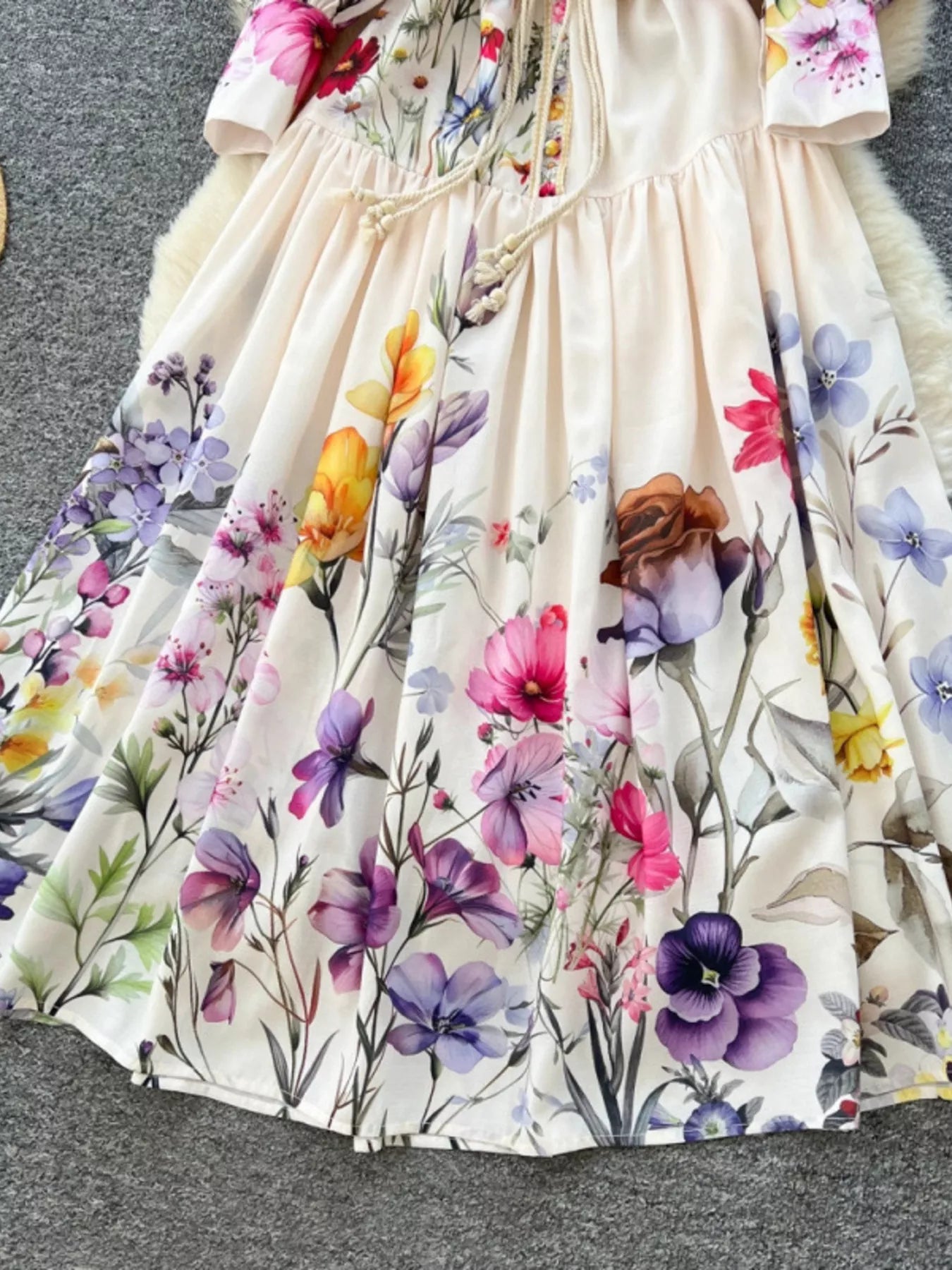 Hazel Blues® | Floral Print Lantern Sleeve Midi Dress