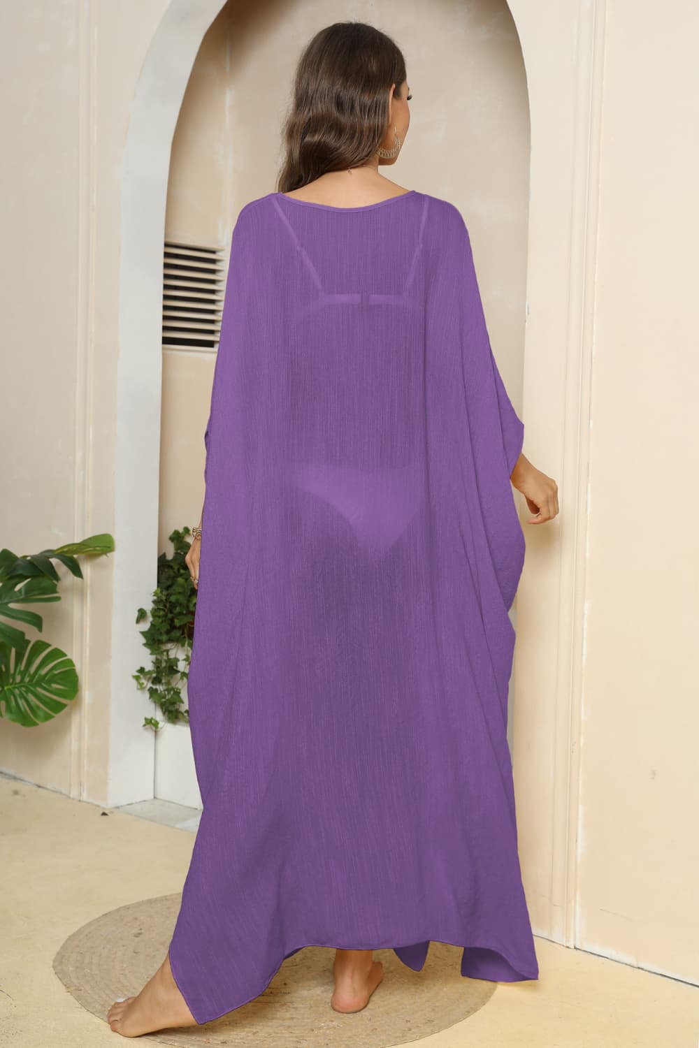 Hazel Blues® | V-Neck Three-Quarter Sleeve Cover-Up