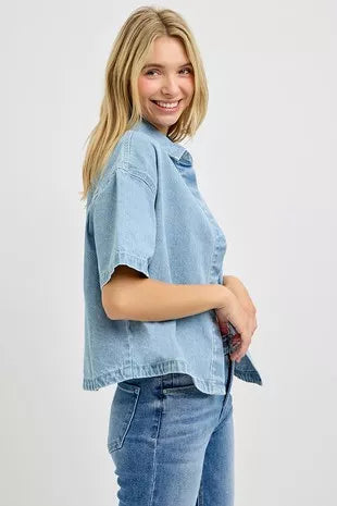 Hazel Blues® | RISEN Oversized Half Sleeve Cropped Shirts