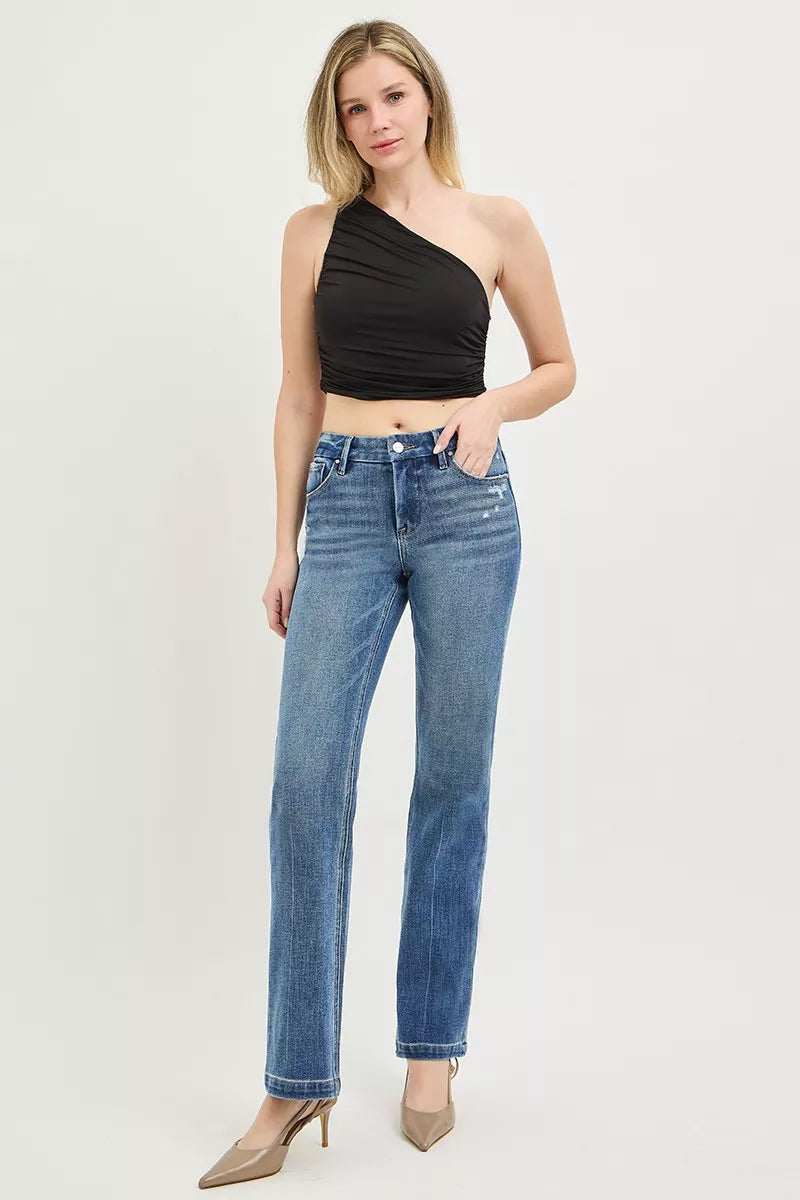 Hazel Blues® | RISEN Tummy Control 4way Stretch Mid Rise Straight Crease Line