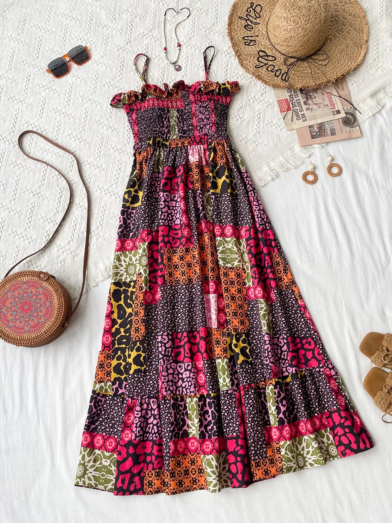 Hazel Blues® | Smocked Leopard Cami Dress