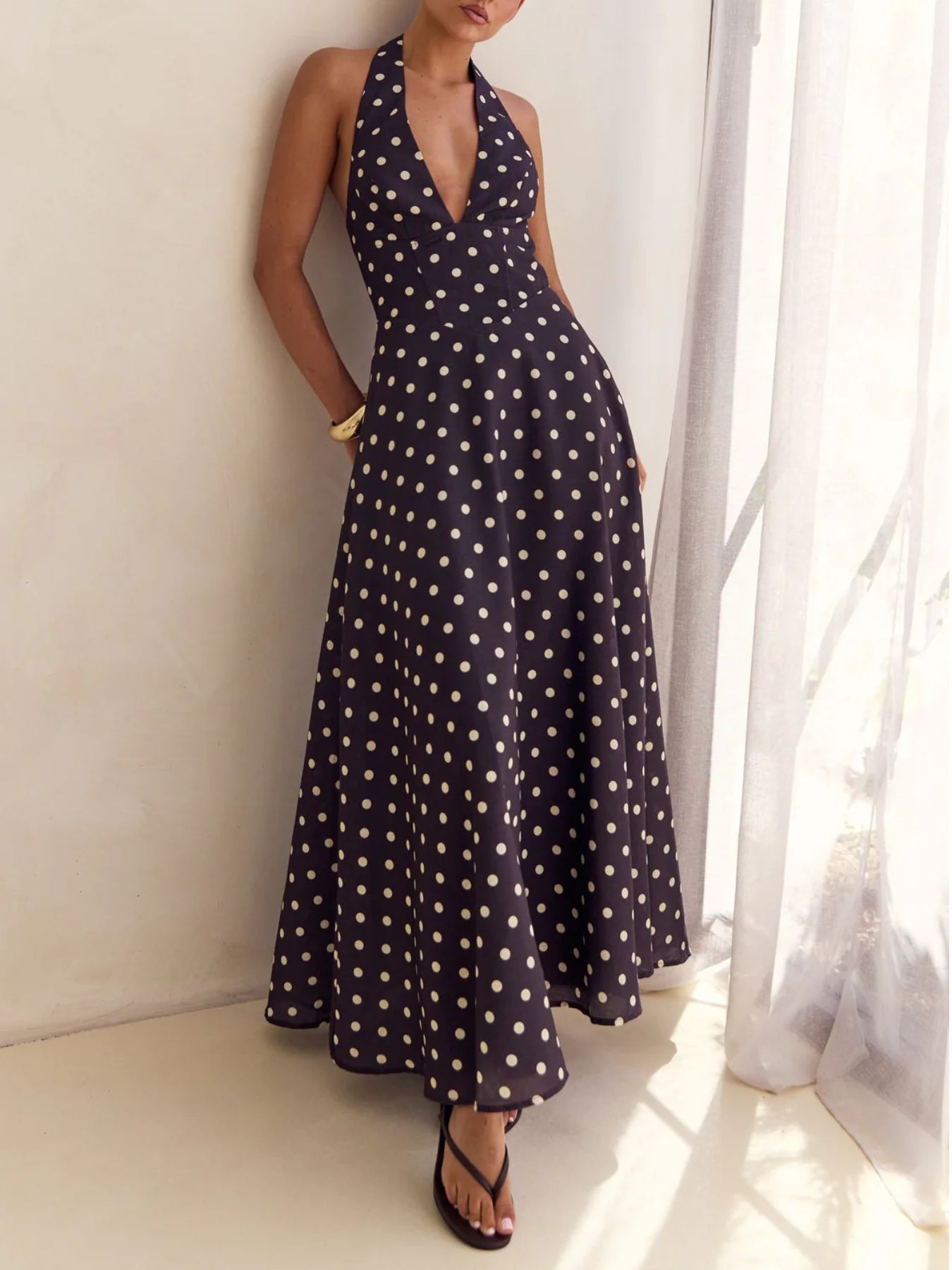 Hazel Blues® | Floral Print Halter Neck Maxi Dress