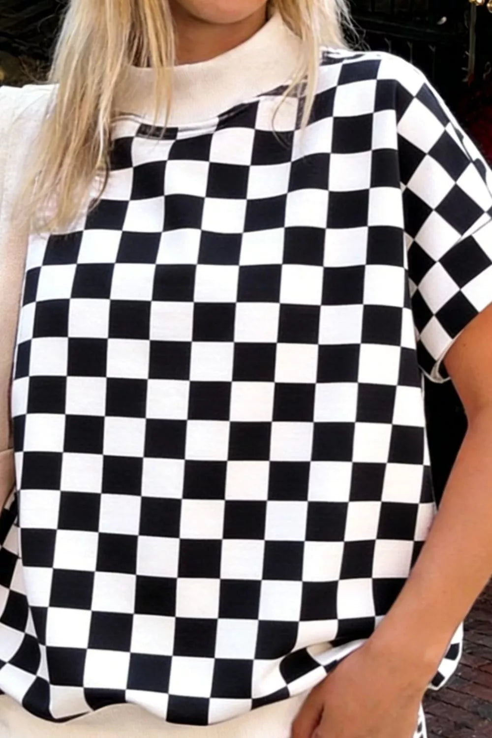 Hazel Blues® | Checkerboard Short Sleeve Tee and Shorts Set