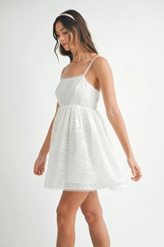 Hazel Blues® | MABLE Eyelet Lace Babydoll Mini Cami Dress