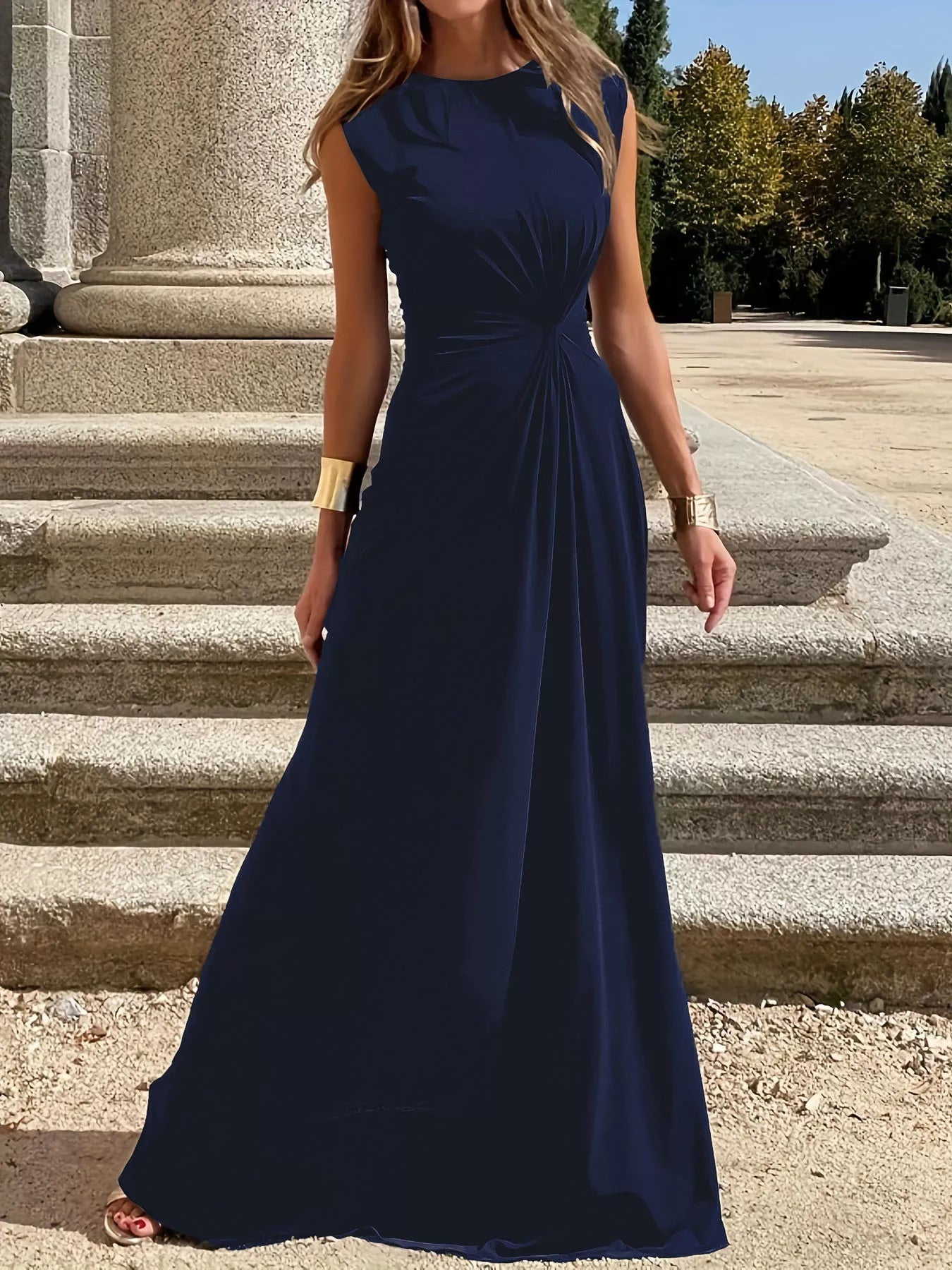 Hazel Blues® | Twisted Round Neck Sleeveless Maxi Dress