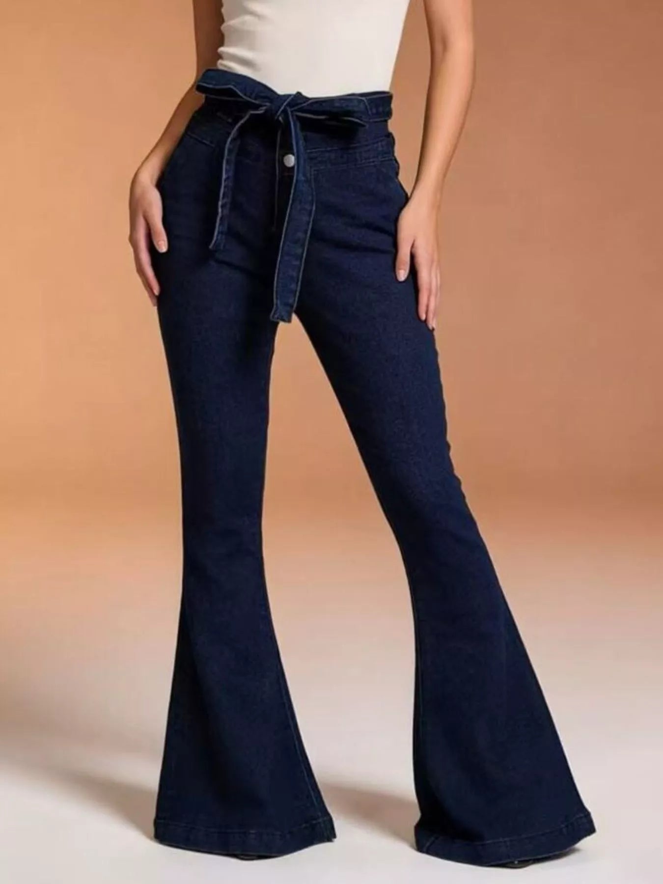 Hazel Blues® | Bow-Tie High-Waisted Flare Jeans