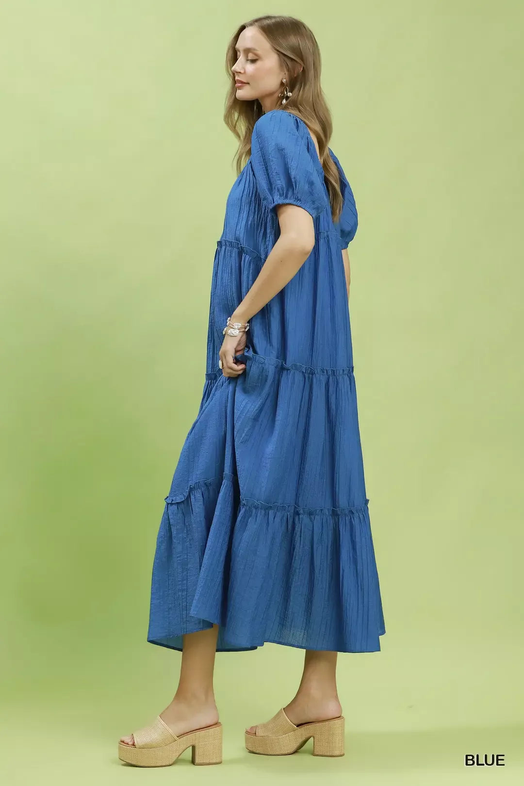 Hazel Blues® | Umgee Textured Tiered Midi Dress