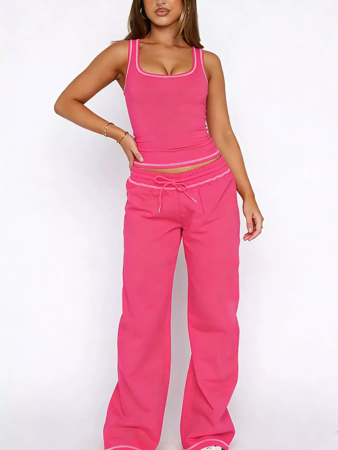 Hazel Blues® | Scoop Neck Tank Top and Drawstring Pants Set