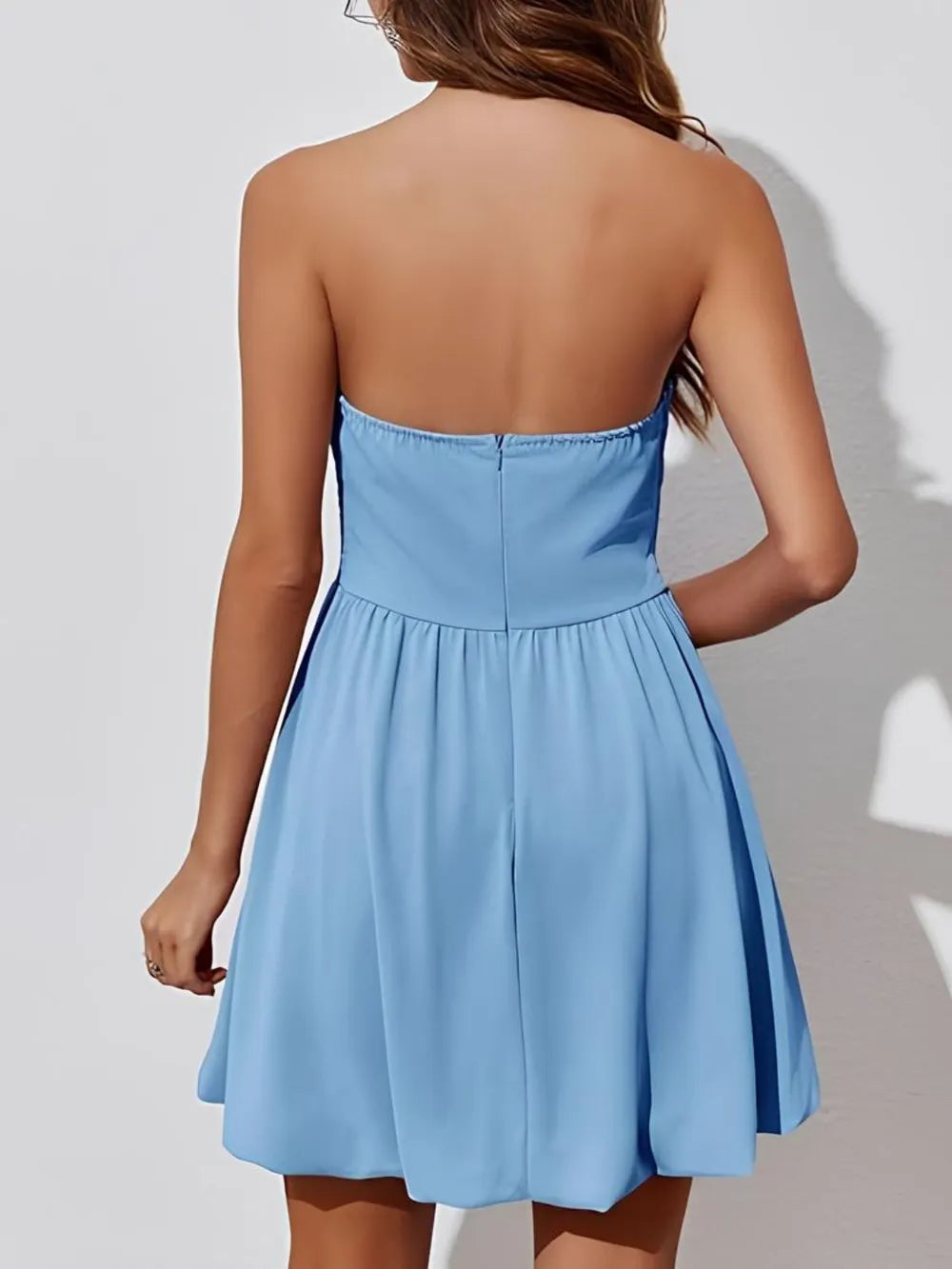 Hazel Blues® | Ruched Tube Mini Dress