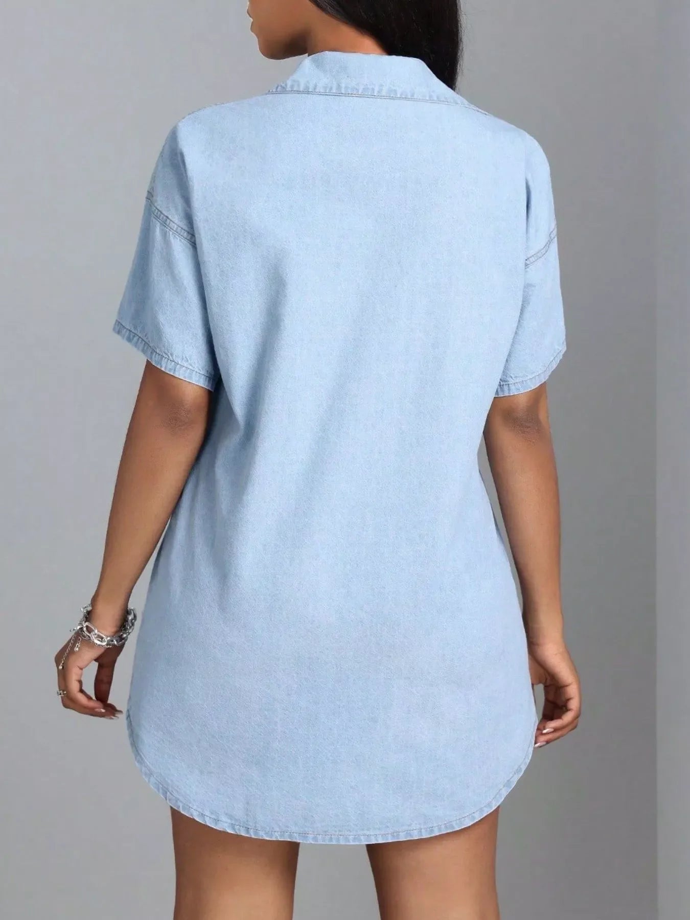 Hazel Blues® | Button-Down Short Sleeve Denim Dress