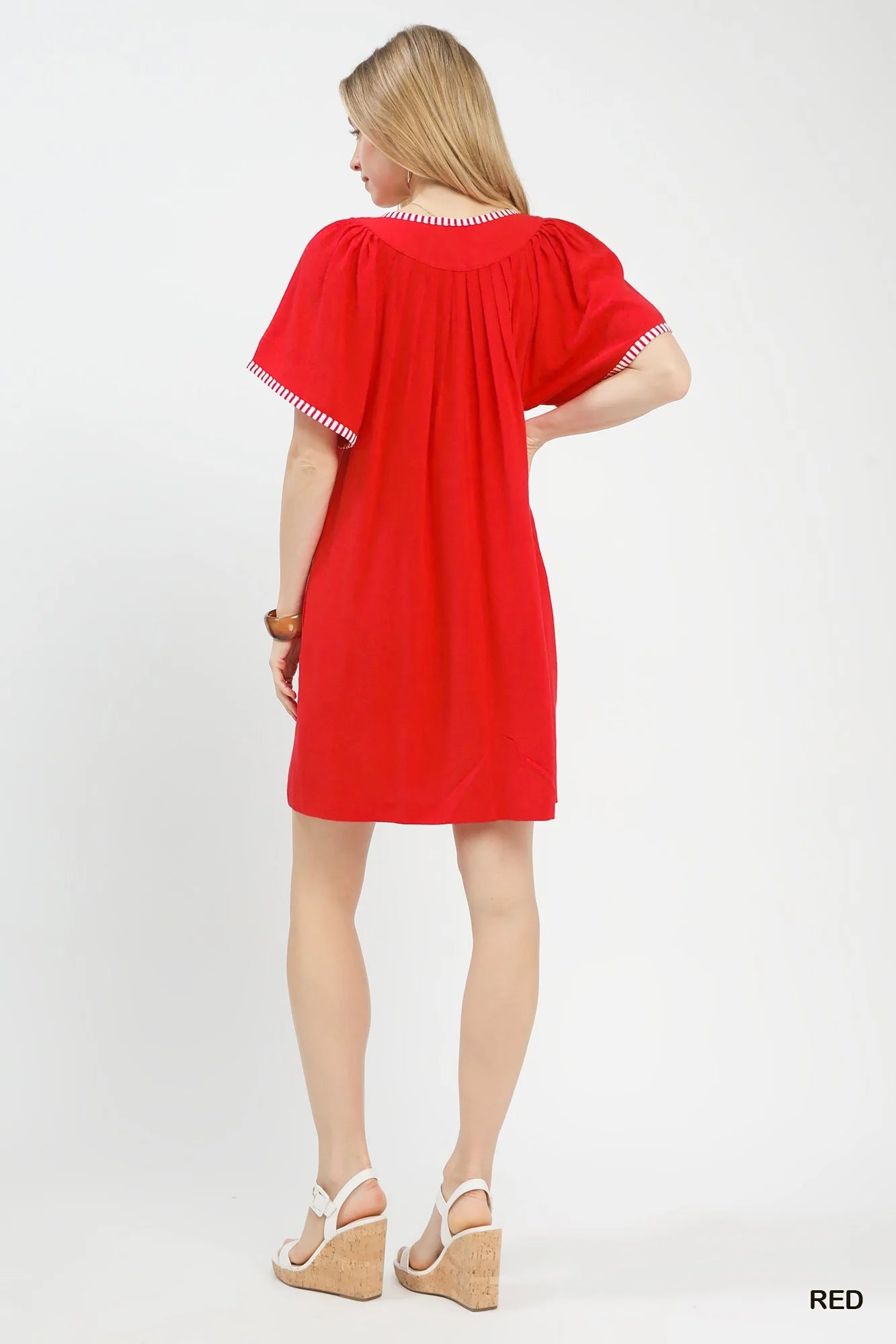 Hazel Blues® | Umgee Linen Trim Tunic Dress