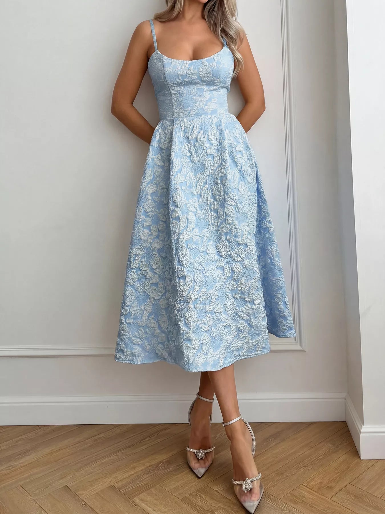 Hazel Blues® | Textured A-Line Midi Dress