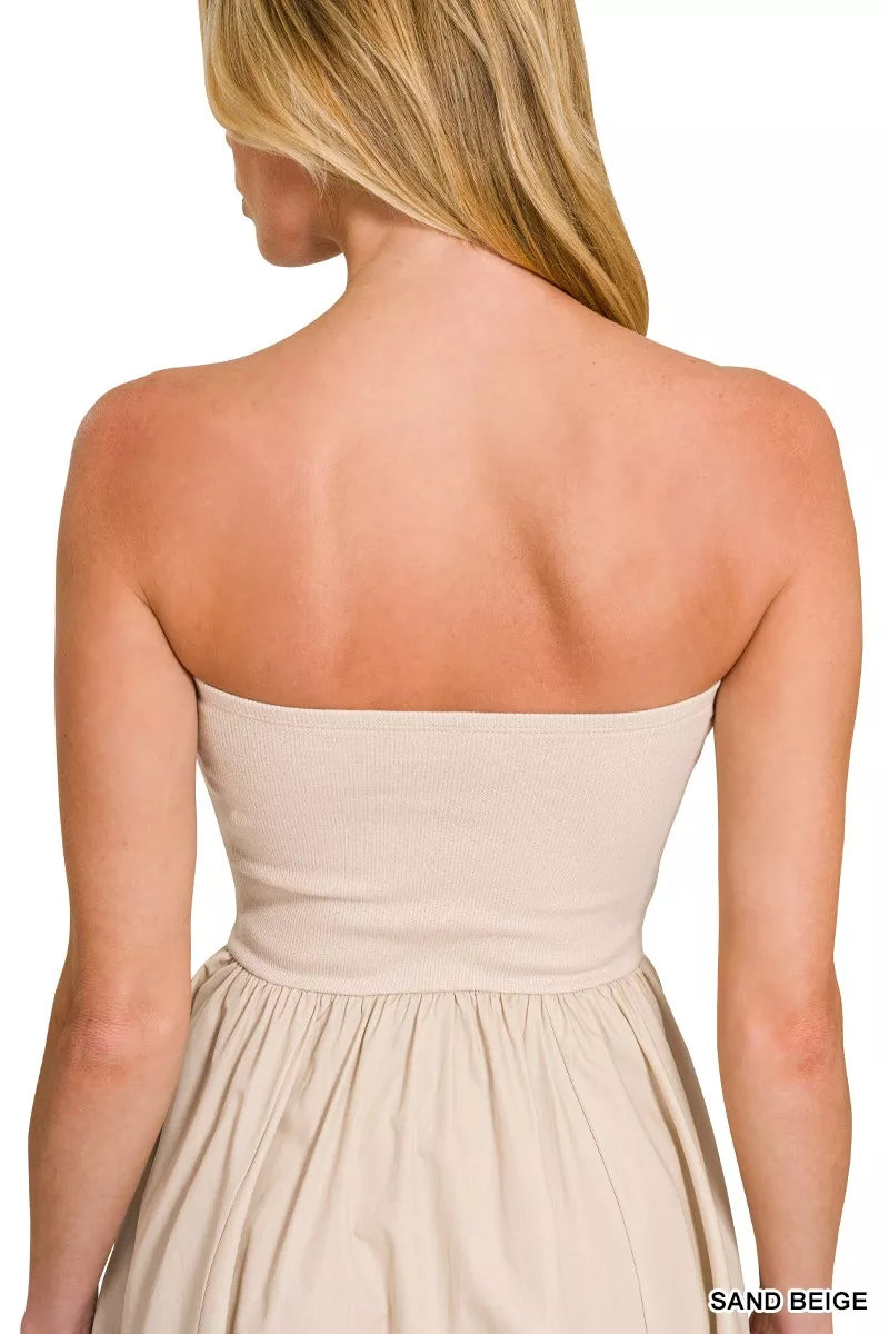 Hazel Blues® | Zenana Combined Knit Tube Top Flare Mini Dress