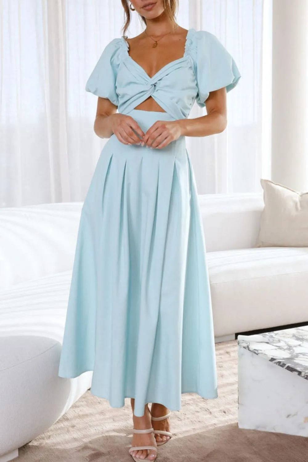 Hazel Blues® | Sweetheart Neck Puff Sleeve Dress