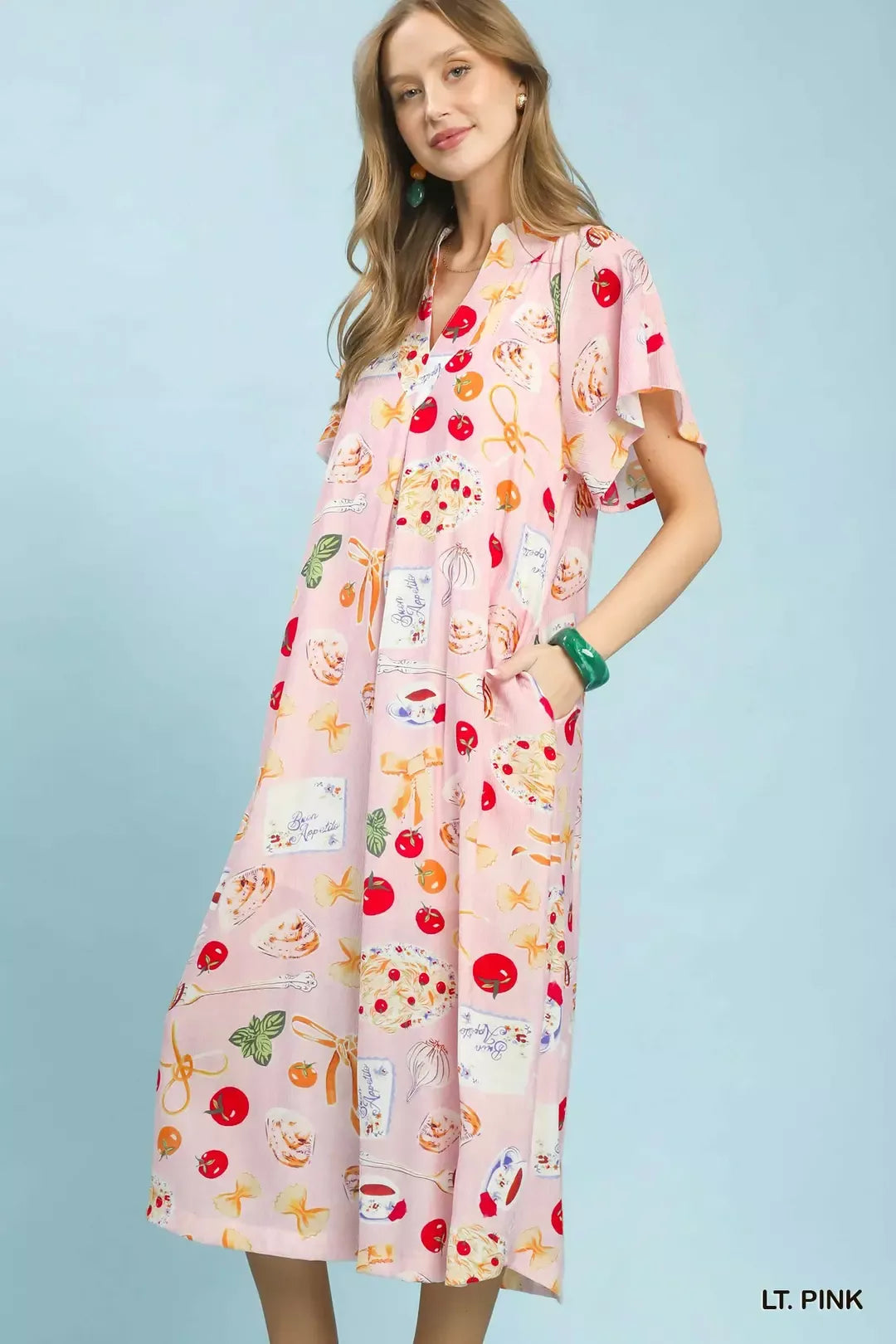 Hazel Blues® | Umgee Abstract Print Flutter Sleeve Midi Dress