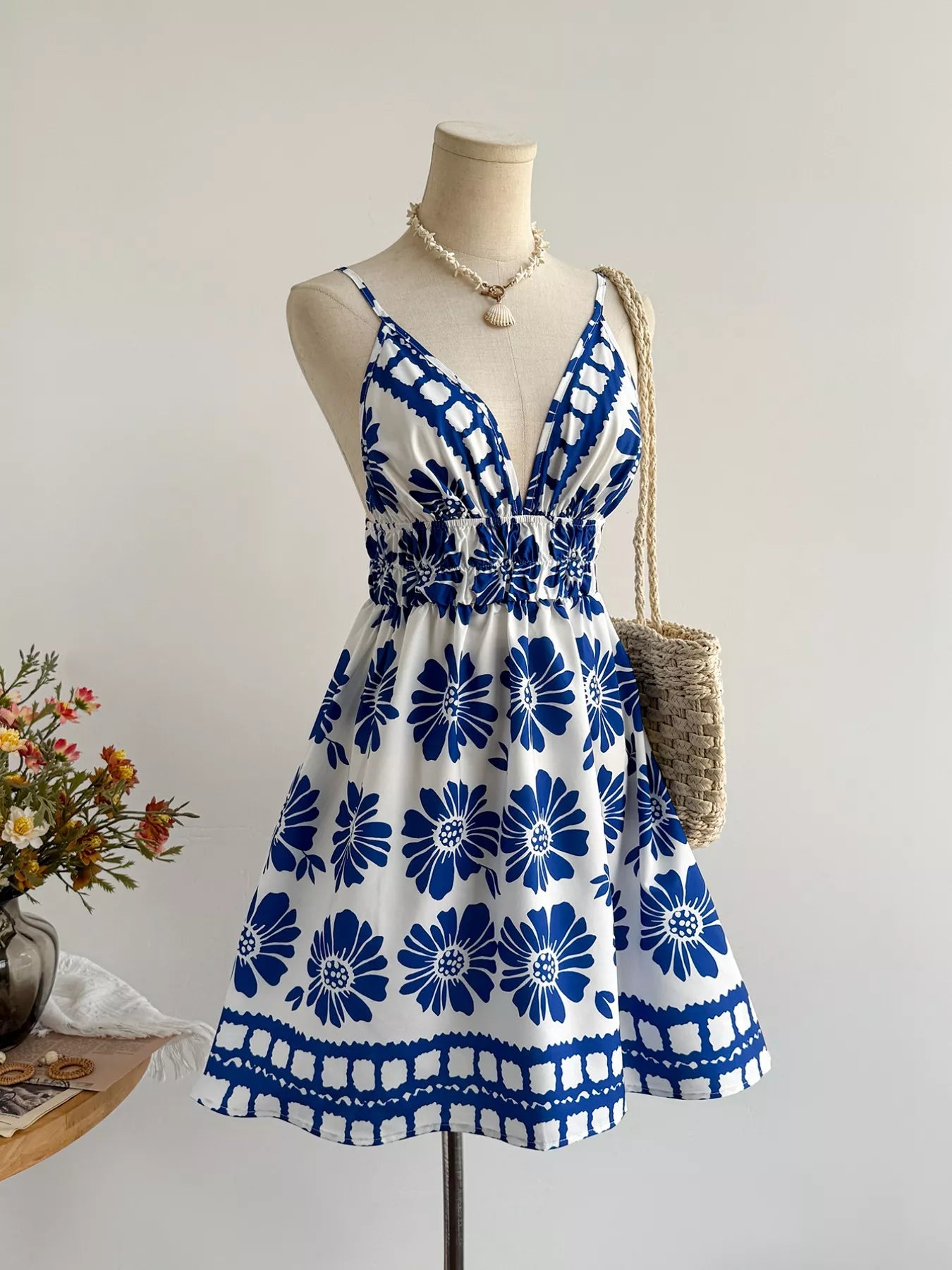 Hazel Blues® | Floral Print V-Neck Mini Dress