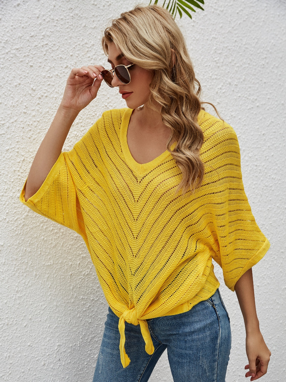 Hazel Blues® | Openwork Batwing Sleeve Cover-Up