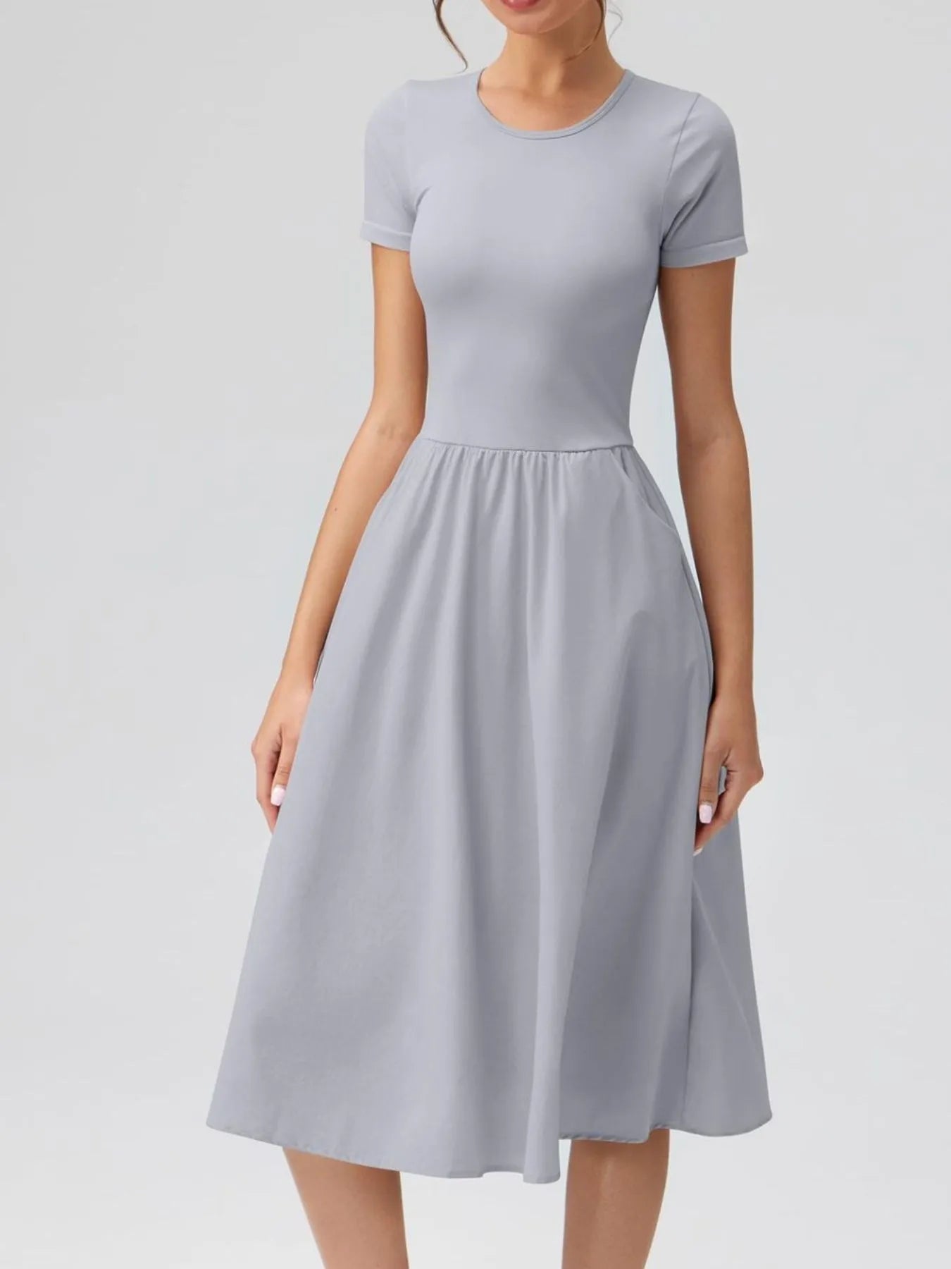 Hazel Blues® | Round Neck Short Sleeve Dress