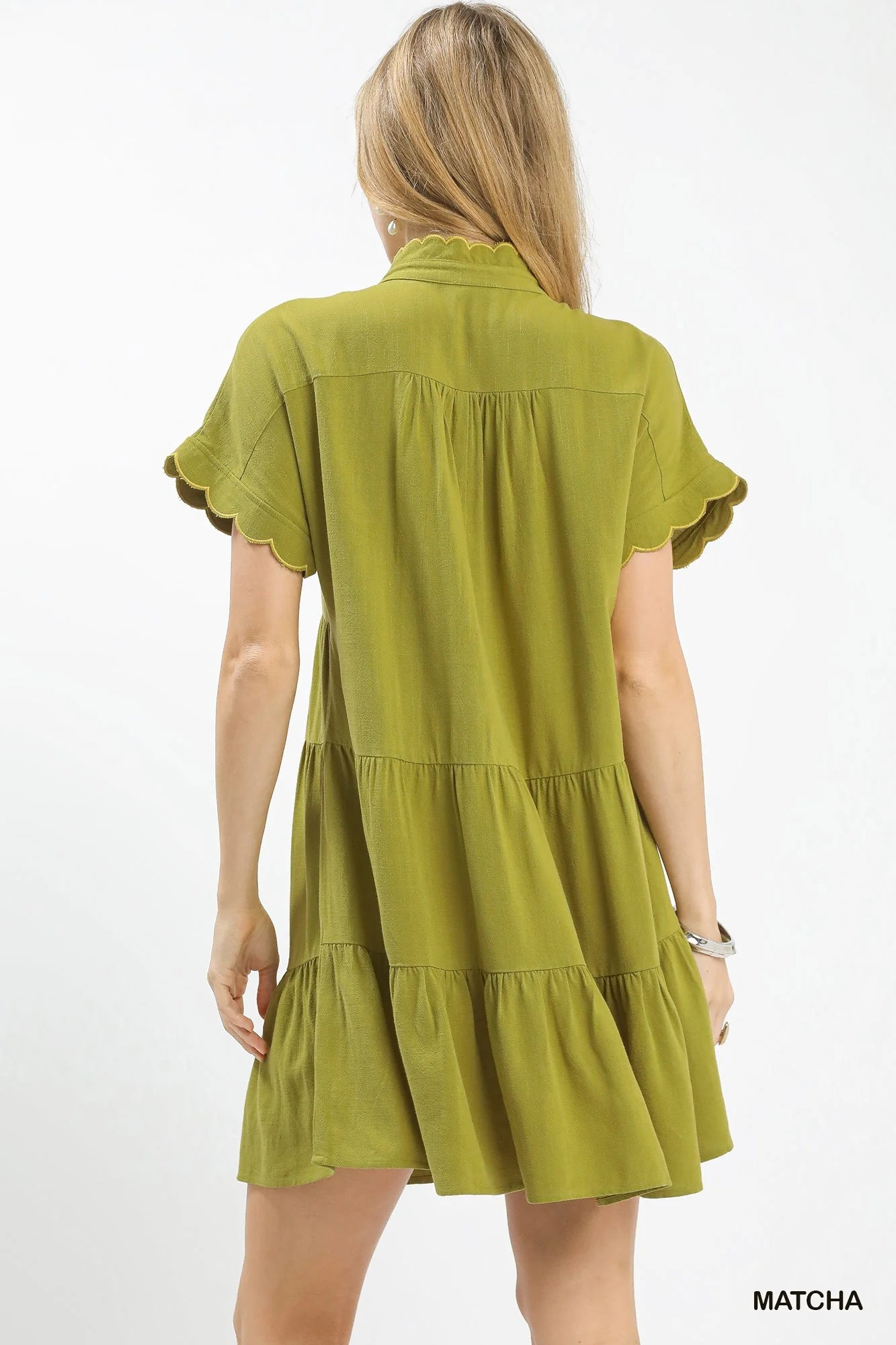 Hazel Blues® | Umgee Linen Mini Dress with Scallop Trim