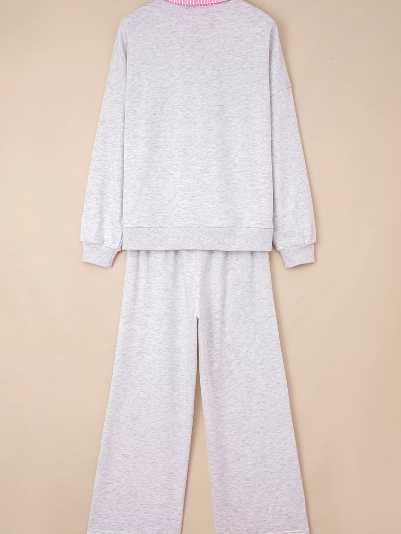Hazel Blues® | Contrasted Trim Frilled Collar Drop Shoulder Top and Drawstring Pant Set