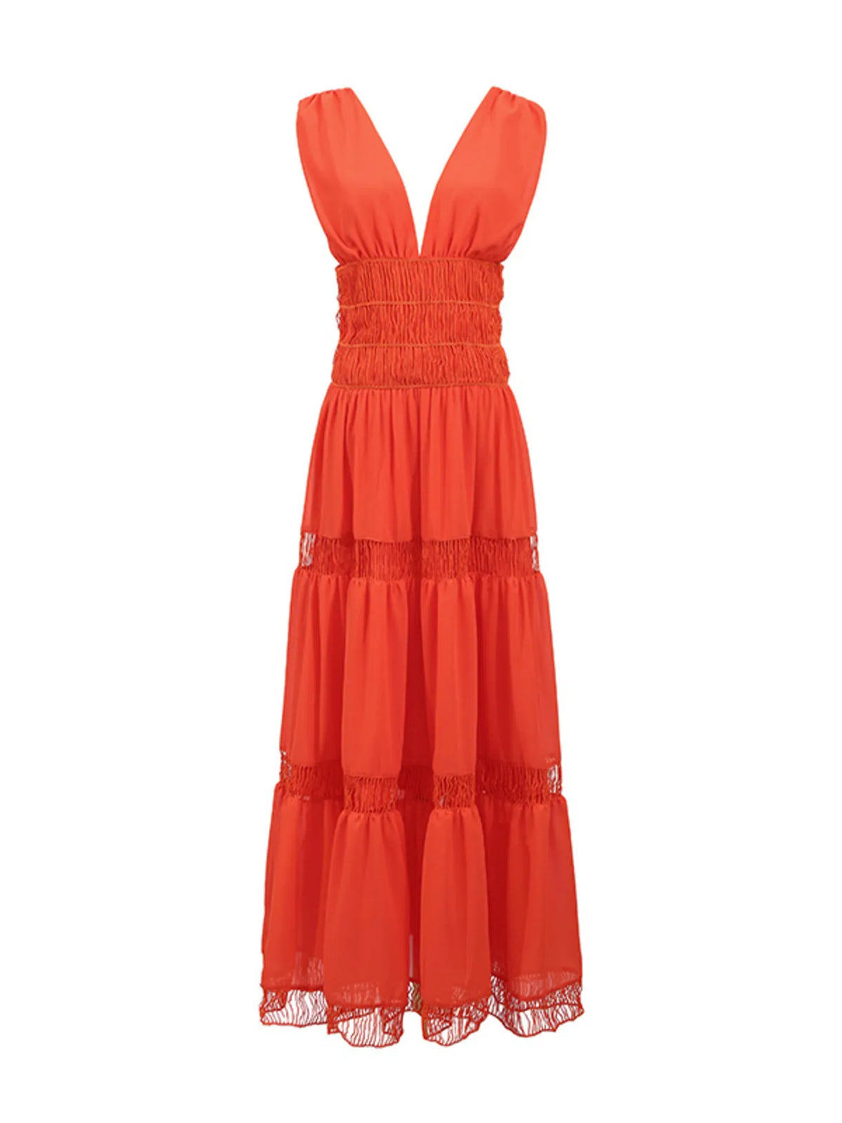 Hazel Blues® | Tiered V-Neck Sleeveless Maxi Dress