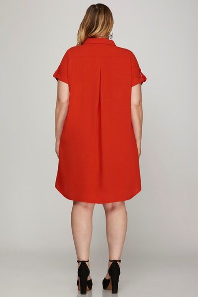 Hazel Blues® | She + Sky Button Down Short Sleeve Woven Shirt Dress