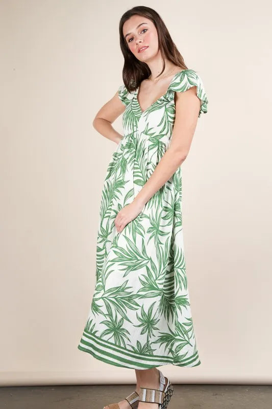 Hazel Blues® | VERY J Tropical Printed Midi Summer Boho Dress