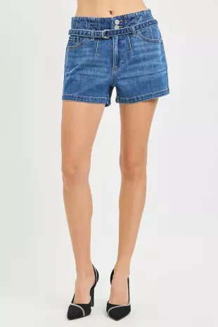 Hazel Blues® | RISEN Slouchy Denim Shorts with Belt