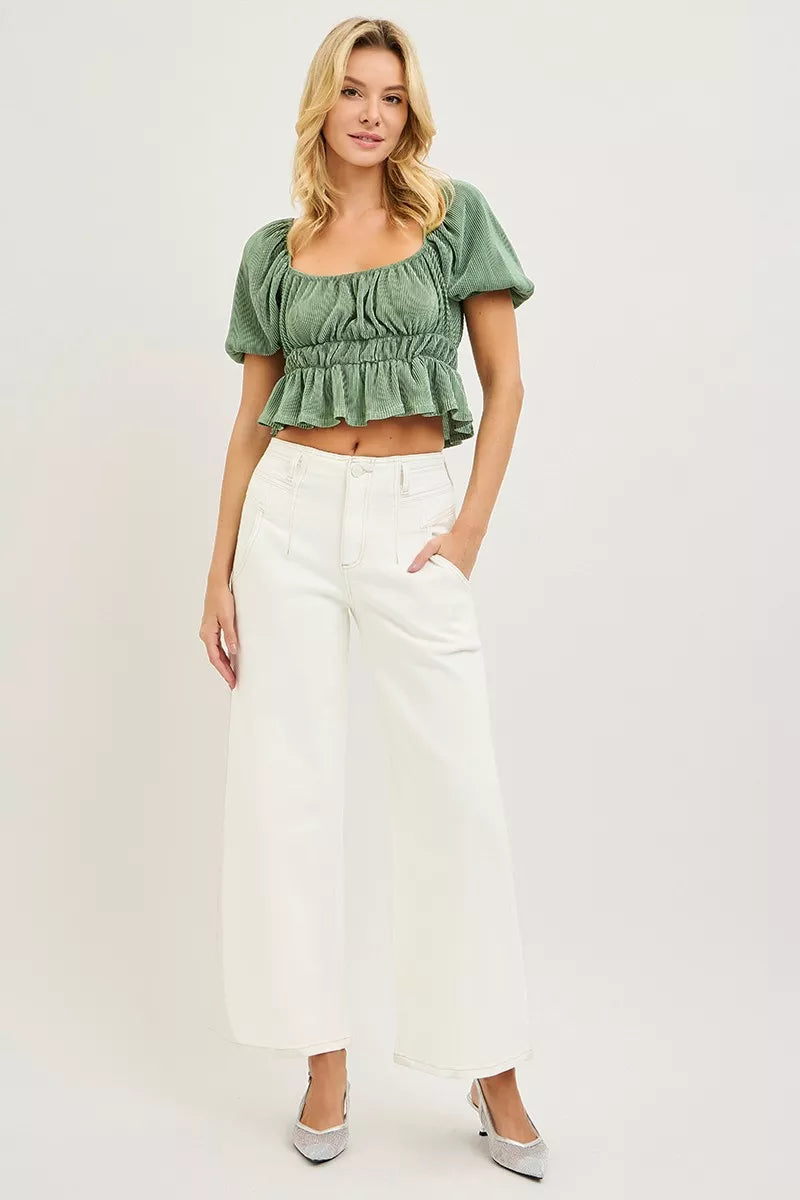 Hazel Blues® | RISEN High Rise Ankle Wide Pants