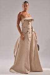 STRAPLESS TRENCH MAXI DRESS