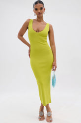 BETWEEN THE LINES MIDI DRESS IN LIME