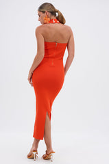 WISH YOU WELL MIDI DRESS IN ORANGE