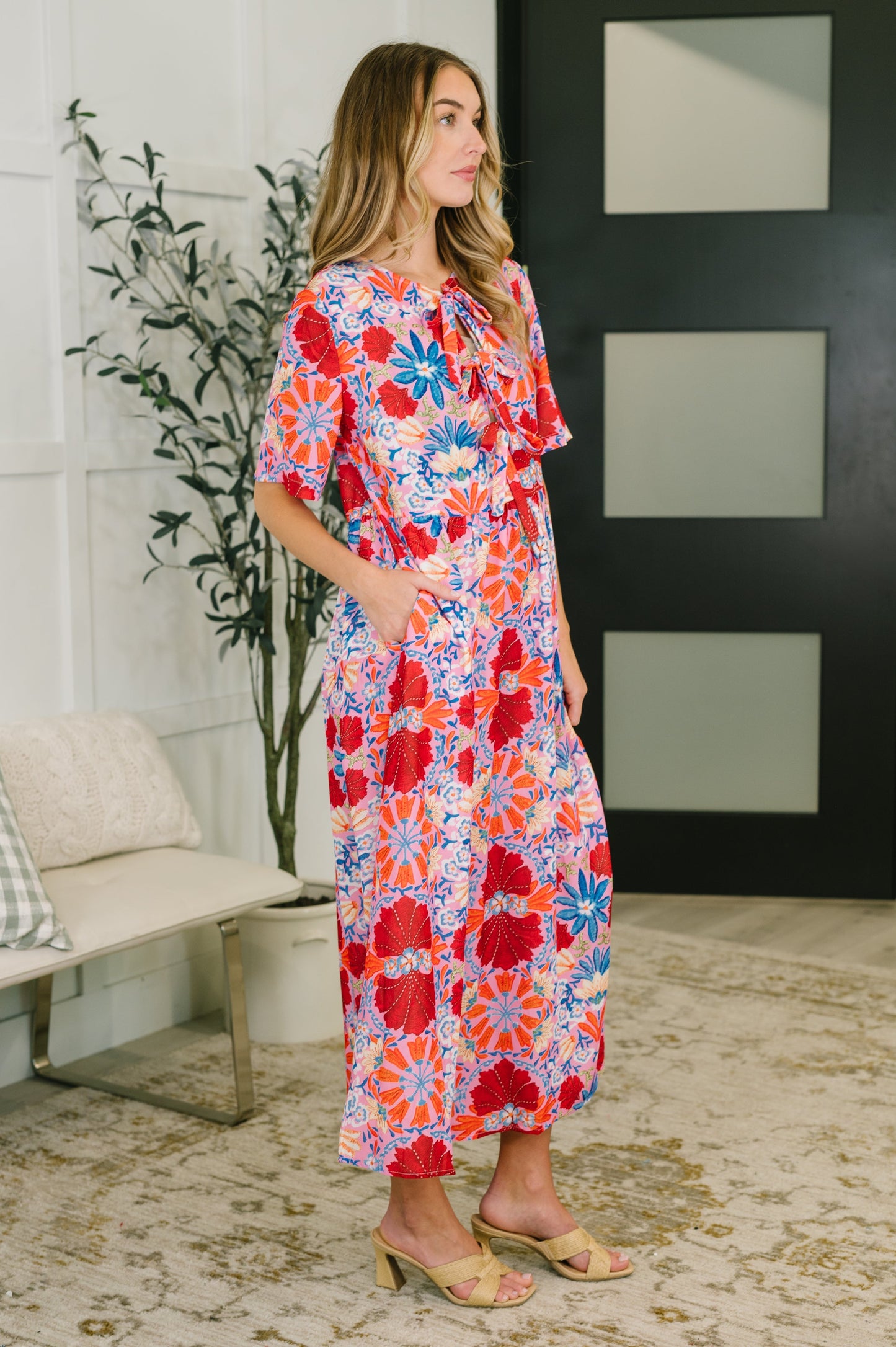 Hazel Blues® | Art of Loving Bow Detail Floral Dress