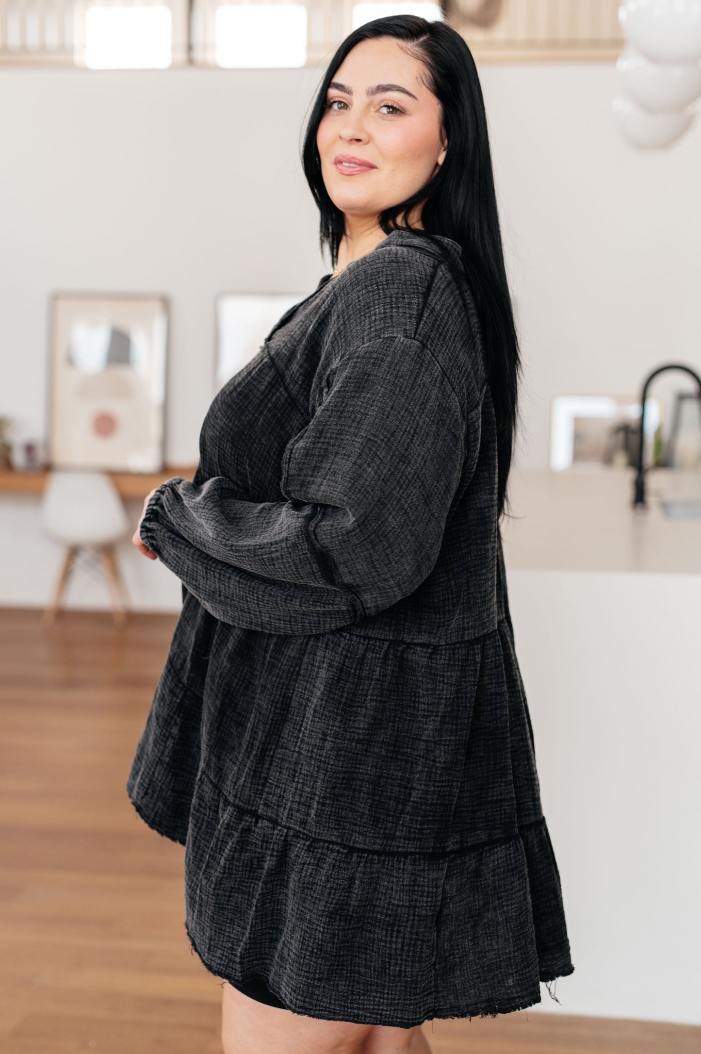 Hazel Blues® | Borrowed Time Mineral Wash V-Neck Dress