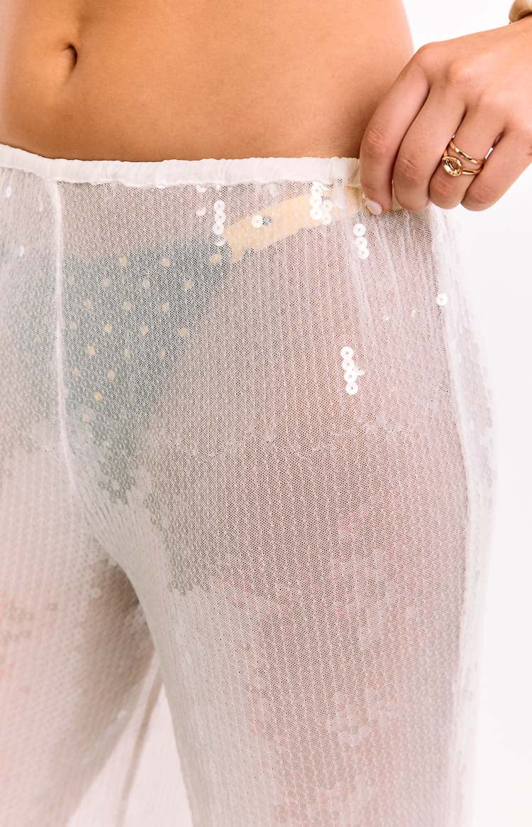 Cordelia White Sequin Wide Leg Pants