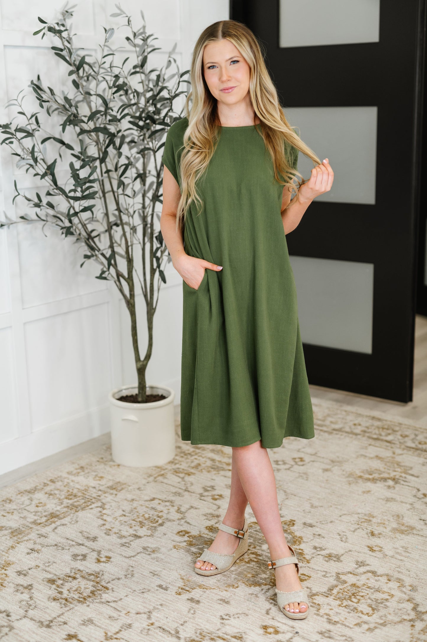 Hazel Blues® | Flatter Me Later Relaxed Dress in Moss