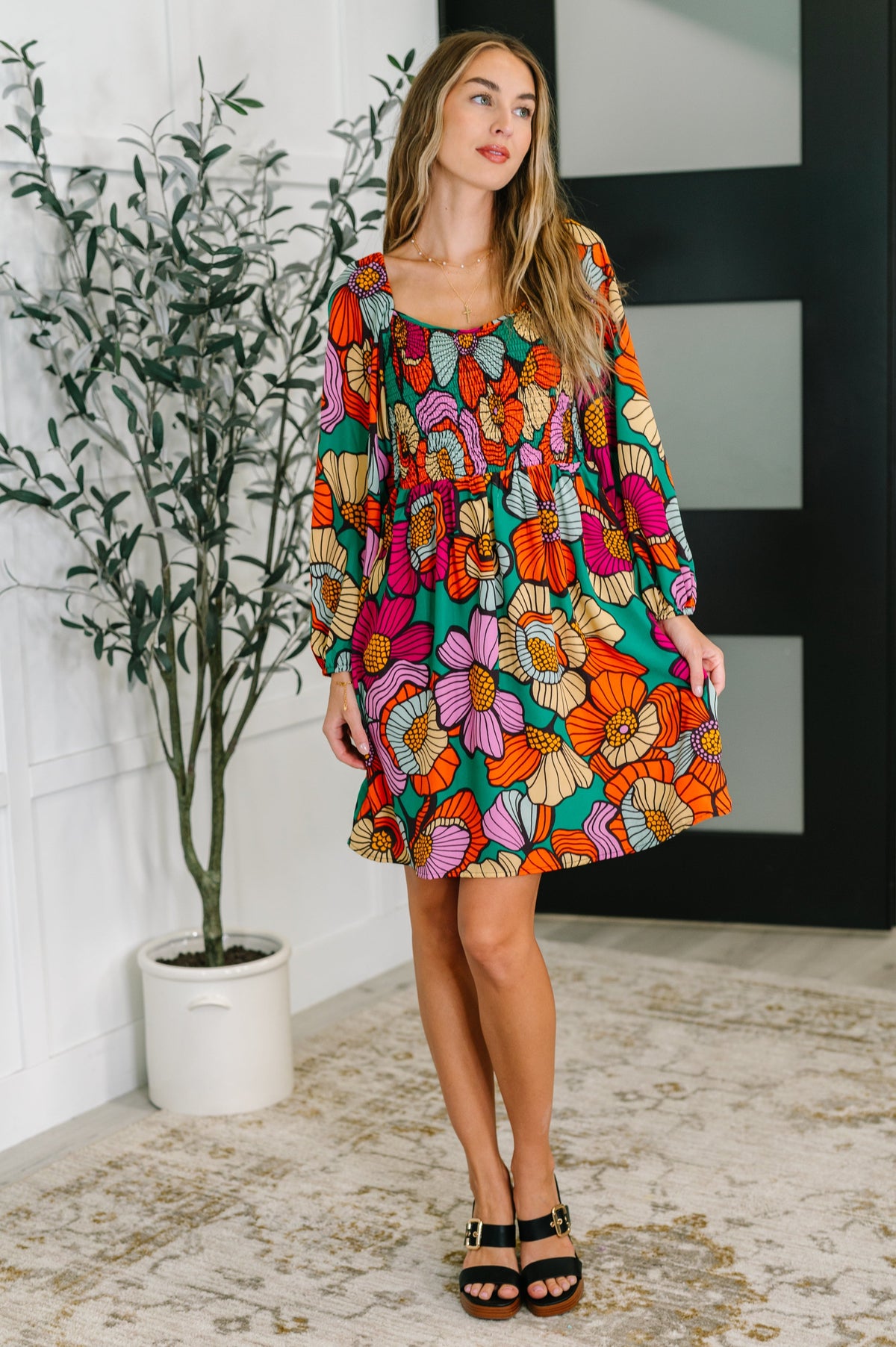 Hazel Blues® | Floral Affairs Scoop Neck Dress