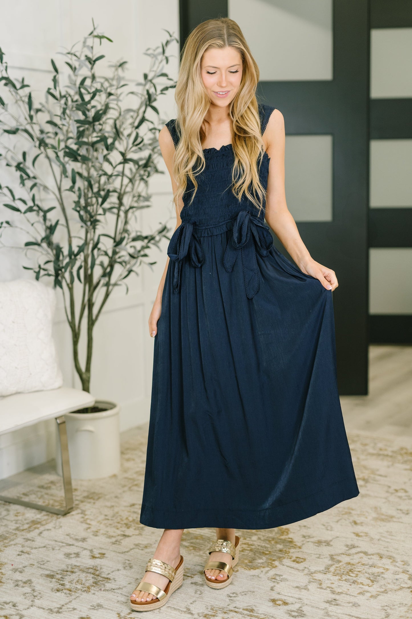 Hazel Blues® | Hold Me Down Midi Dress in Navy