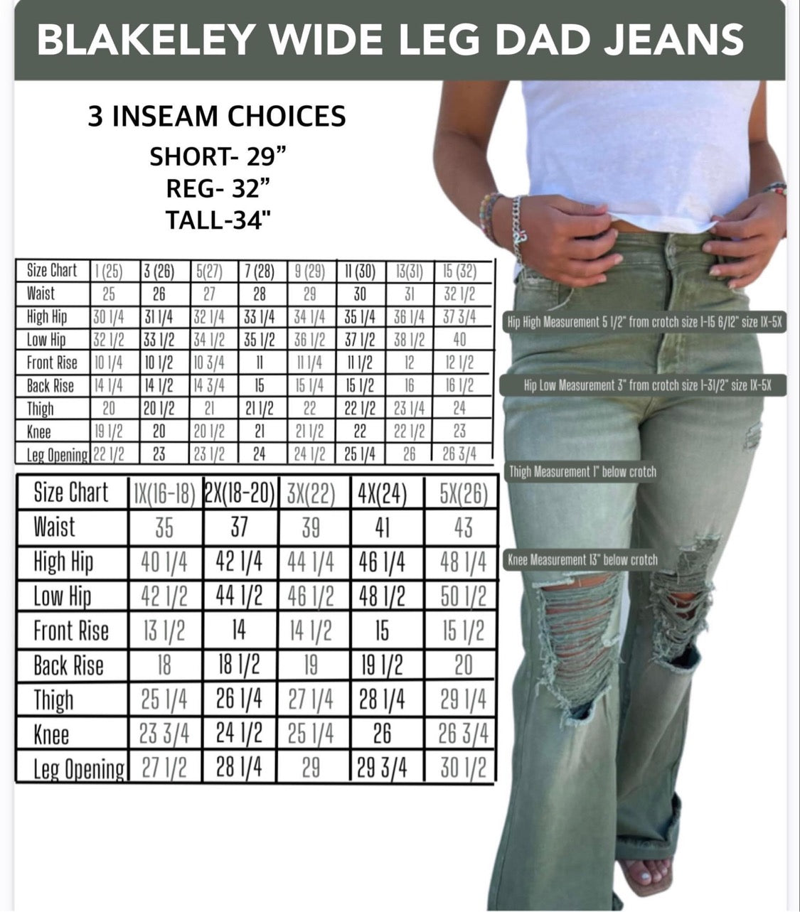Hazel Blues® | Blakeley Distressed Jeans In Olive and Camel